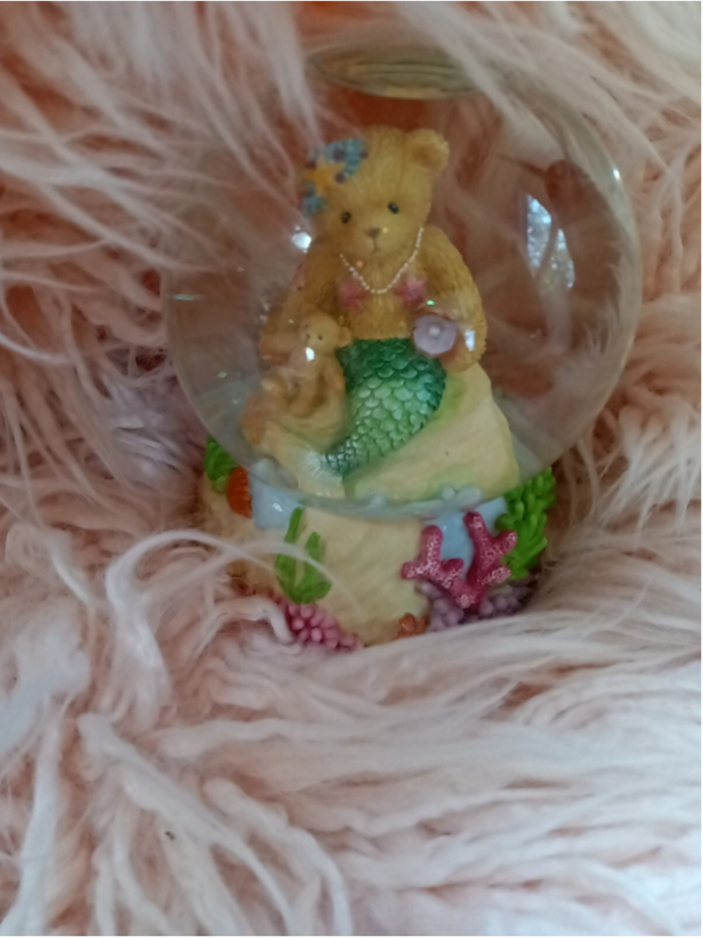Cherished Teddies Mermaid Water Globe 2001 Limited Edition Bear Beach Theme